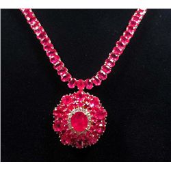 14K GOLD LADIES RUBY AND DIAMOND NECKLACE