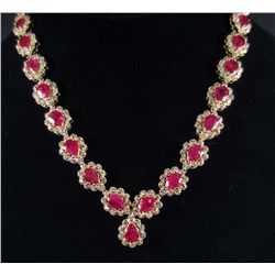 14K GOLD LADIES RUBY AND DIAMOND NECKLACE