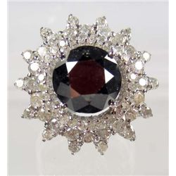 14K WHITE GOLD BLACK AND WHITE DIAMOND RING