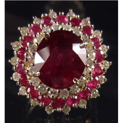14K WHITE GOLD LADIES RUBY AND DIAMOND RING - SIZE 7