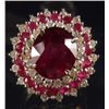 Image 1 : 14K WHITE GOLD LADIES RUBY AND DIAMOND RING - SIZE 7