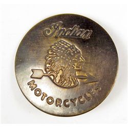 5852 - INDIAN MOTORCYCLE  - BRASS BADGE - 1.75" DIA.