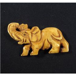 5966 - HAND CARVED OX BONE ELEPHANT - DRILLED - 2" x 1.25"