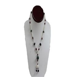 Natural 166.25ct Pearl,Emerald,Ruby,Semi Precious Neckl