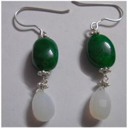 Natural 31.40ct Emerald/Semi Precious Earring .925 Ster