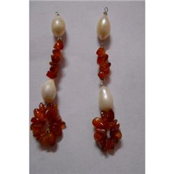 Natural 32.35ct Pearl,Semi Precious Earring .925 Sterli