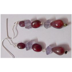 Natural 38.05ct Tanzanite/Ruby Earring .925 Sterling