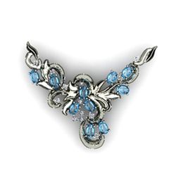 Genuine 12.5 g Blue Topaz And  Diamond Oval .925 Sterli