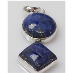 Natural 7.40 g Lapis Oval/Square .925 Sterling Pendant