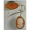Image 2 : 14K Gold & Diamond Cameo Earrings and Ring Set