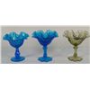 Image 1 : 3 Fenton Compotes Colonial Blue & Green Rose Thumbprint