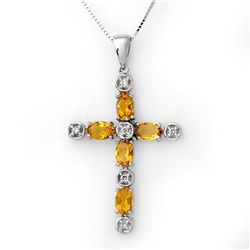 Genuine 2.15 ctw Citrine & Diamond Necklace White Gold