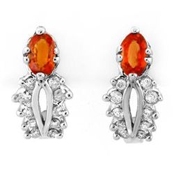 Genuine 0.90ctw Orange Sapphire & Diamond Earrings Gold