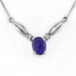 Genuine 1.30 ctw Tanzanite & Diamond Necklace 10K Gold