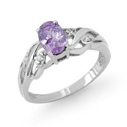 Genuine 0.72ct Tanzanite & Diamond Ring 10K White Gold