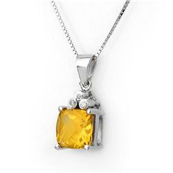 Genuine 2.56 ctw Citrine & Diamond Necklace White Gold