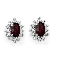 Genuine 0.61 ctw Ruby & Diamond Earrings Yellow Gold