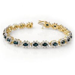 Genuine 12.0 ctw Sapphire & Diamond Bracelet 14K Gold