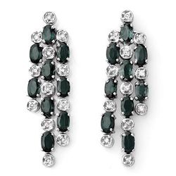 Genuine 6.33 ctw Blue Sapphire & Diamond Earrings Gold