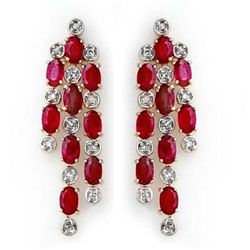 Genuine 4.03 ctw Ruby & Diamond Earrings Yellow Gold