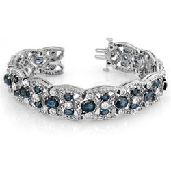 Genuine 33.0 ctw Blue Sapphire & Diamond Bracelet Gold