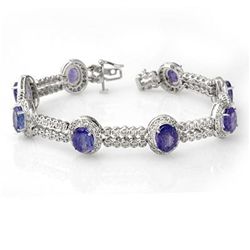 Genuine 21.25 ctw Tanzanite & Diamond Bracelet 14K Gold