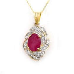 Genuine 3.87 ctw Ruby & Diamond Pendant Yellow Gold