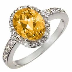 Genuine 2.10 ctw Citrine & Diamond Ring 10K White Gold