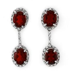 Genuine 8.10 ctw Garnet & Diamond Earrings White Gold