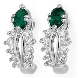 Genuine 0.85 ctw Emerald & Diamond Earrings White Gold