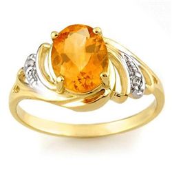 Genuine 2.04 ctw Citrine & Diamond Ring 10K Yellow Gold