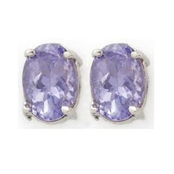 Genuine 2.0 ctw Tanzanite Stud Earrings 14K White Gold