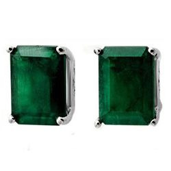 Genuine 2.60 ctw Emerald Stud Earrings 14K White Gold