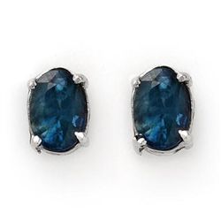Genuine 3.0 ctw Blue Sapphire Stud Earrings 14K Gold