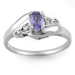 Genuine 0.42ct Tanzanite & Diamond Ring 10K White Gold