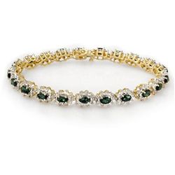 Genuine 9.42 ctw Emerald & Diamond Bracelet Yellow Gold