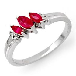 Genuine 0.29 ctw Ruby & Diamond Ring 10K White Gold