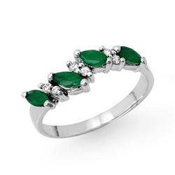Genuine 0.61 ctw Emerald & Diamond Ring 10K White Gold