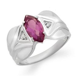 Genuine 1.08 ctw Amethyst & Diamond Ring White Gold