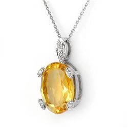 Genuine 10.10 ctw Citrine & Diamond Necklace White Gold