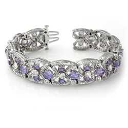 Genuine 24.0 ctw Tanzanite & Diamond Bracelet 14K Gold
