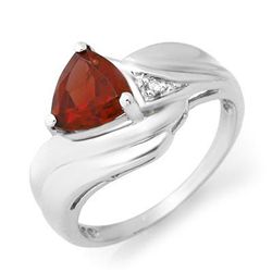 Genuine 1.28 ctw Garnet & Diamond Ring 10K White Gold