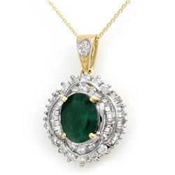 Genuine 5.35 ctw Emerald & Diamond Pendant Yellow Gold