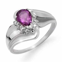 Genuine 0.56 ctw Amethyst & Diamond Ring 10K White Gold