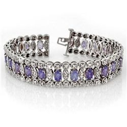 Genuine 17.50ctw Tanzanite & Diamond Bracelet 14K Gold