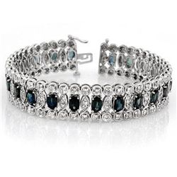Genuine 18.5 ctw Blue Sapphire & Diamond Bracelet Gold