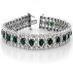 Genuine 14.5 ctw Emerald & Diamond Bracelet White Gold