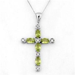Genuine 2.15 ctw Peridot & Diamond Necklace White Gold