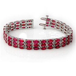 Genuine 30.26 ctw Ruby & Diamond Bracelet White Gold