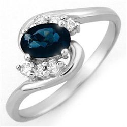 Genuine 0.70 ctw Blue Sapphire & Diamond Ring 10K Gold